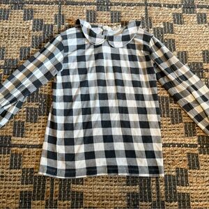 Kate Quinn Organic Black and White Checkered long sleeve shirt size 6